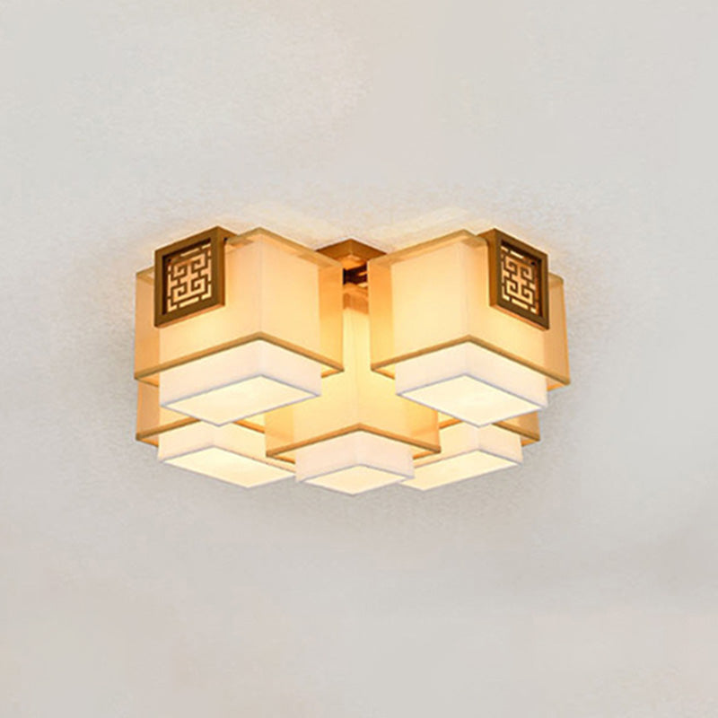 Fabric Ceiling Light Fixture Traditional Rectangle Living Room Ceiling Mounted Light