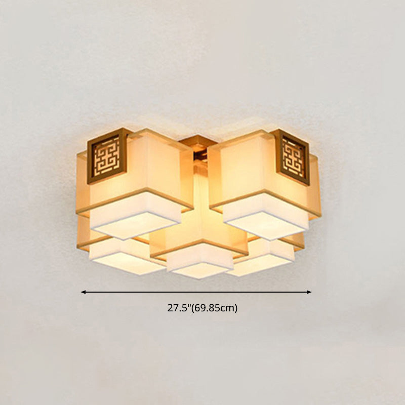 Fabric Ceiling Light Fixture Traditional Rectangle Living Room Ceiling Mounted Light