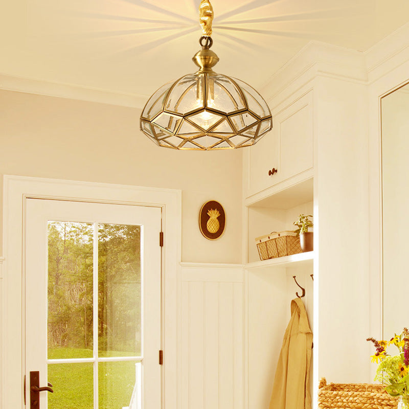 Minimalist Shaded Ceiling Mount Light Fixture Glass Close to Ceiling Lamp in Brass