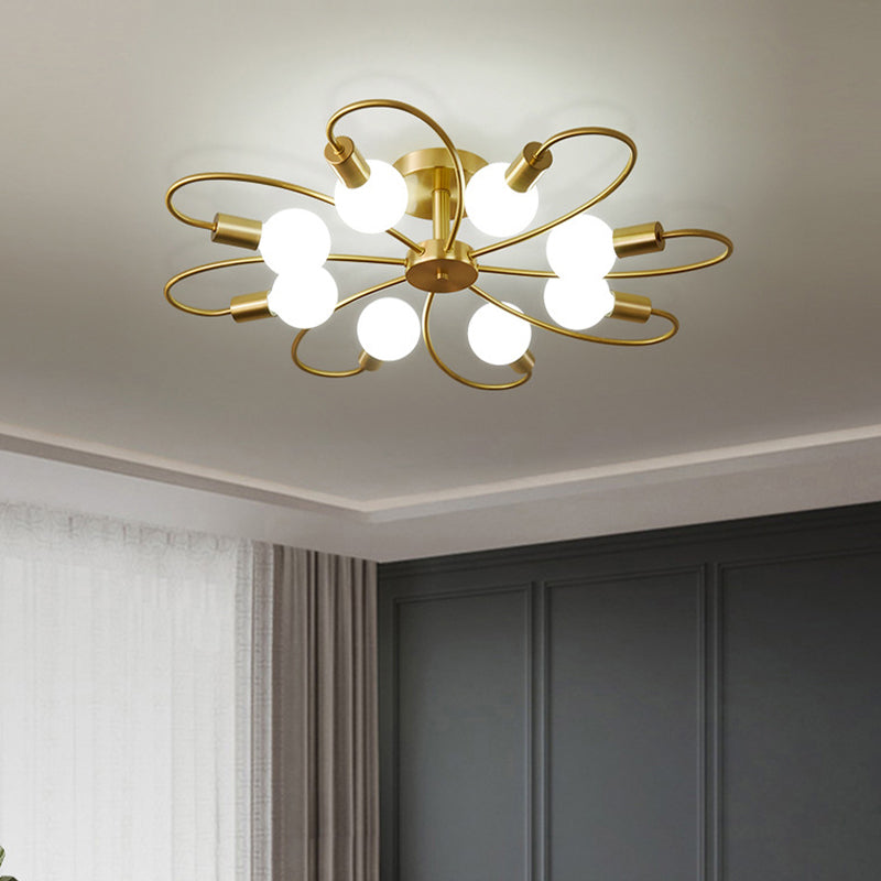 INDUSTRIALE Sputnik semifulco Monte Lampada Bronzo Semi Flush Mount Lighting for Restaurant