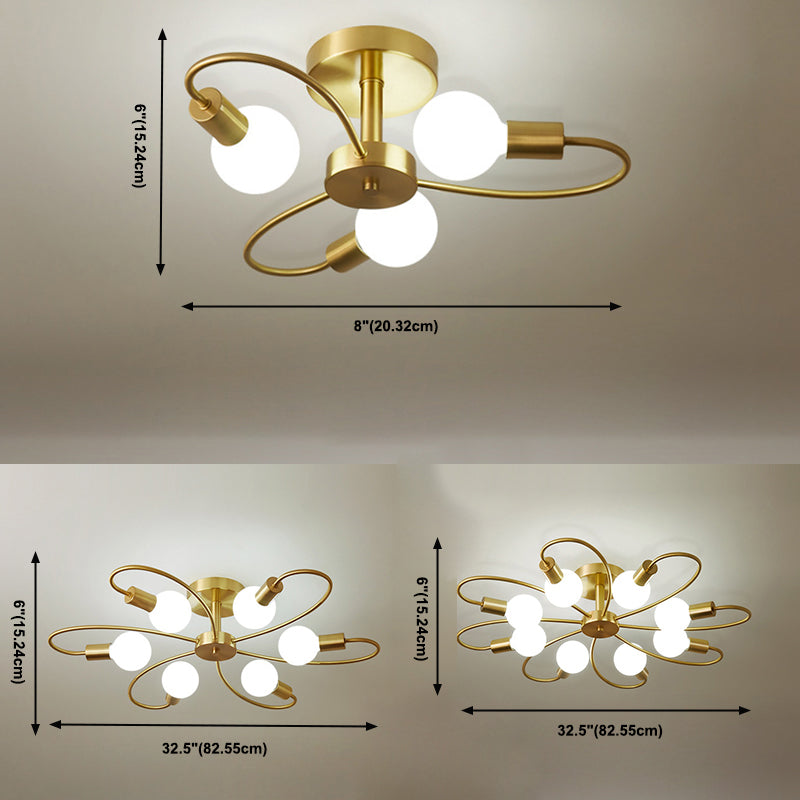 INDUSTRIALE Sputnik semifulco Monte Lampada Bronzo Semi Flush Mount Lighting for Restaurant