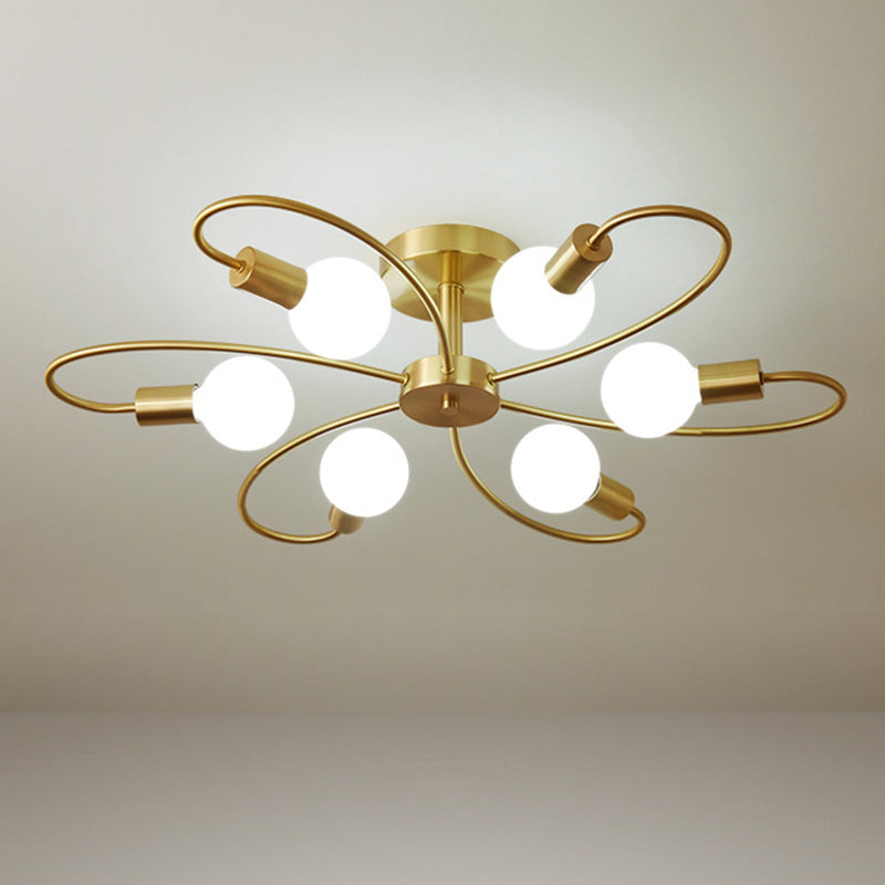 INDUSTRIALE Sputnik semifulco Monte Lampada Bronzo Semi Flush Mount Lighting for Restaurant