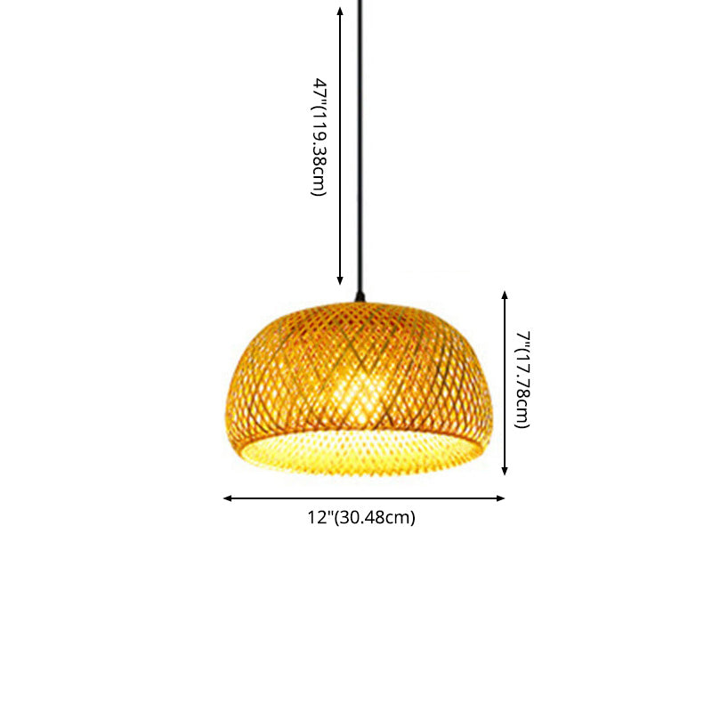 Luminaires d'éclairage pendentif chinois rotin léger au rotin avec cordon suspendu pour le restaurant