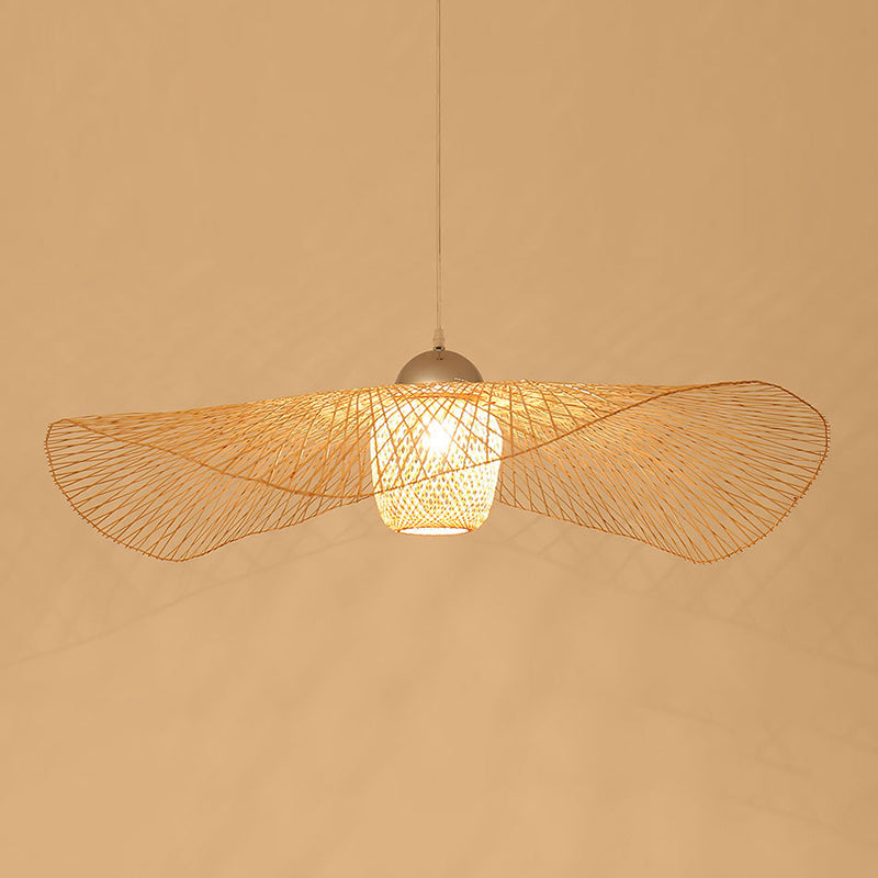 Chinese Twist Pendant Lighting Fixtures Rattan Hanging Light with Hanging Cord for Restaurant