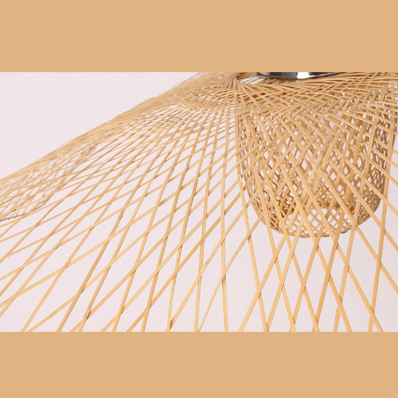 Chinese Twist Pendant Lighting Fixtures Rattan Hanging Light with Hanging Cord for Restaurant