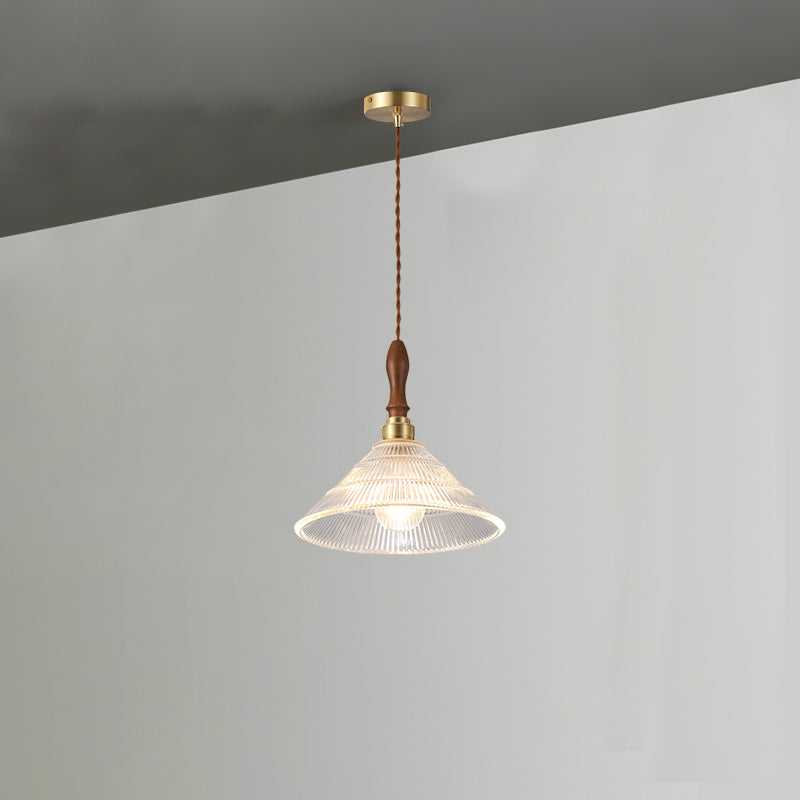 Industrial Single Light Pendant with Clear Prismatic Glass for Bedside Hallway Kitchen