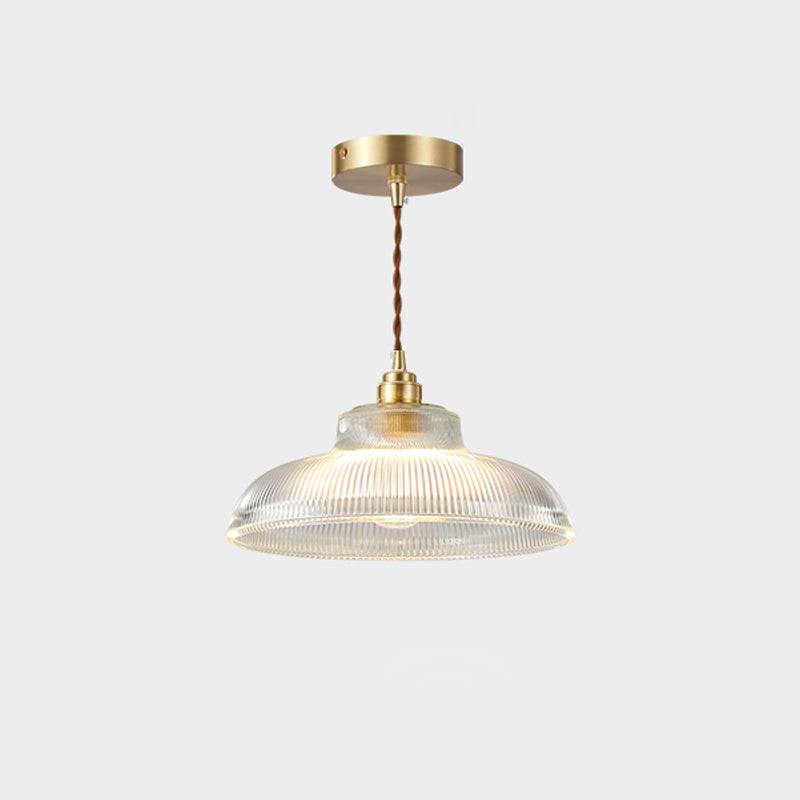 Industrial Single Light Pendant with Clear Prismatic Glass for Bedside Hallway Kitchen