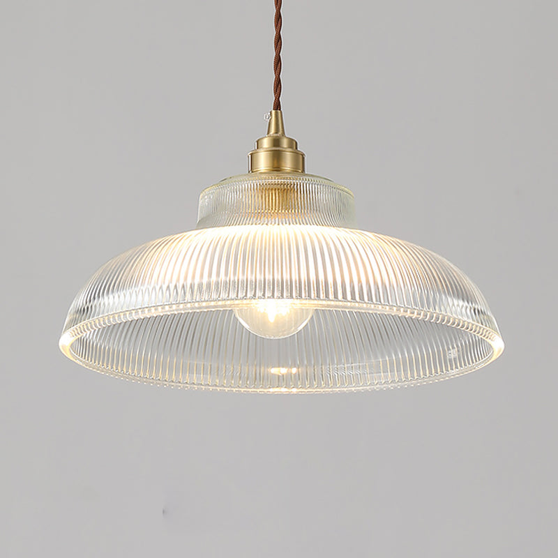 Industrial Single Light Pendant with Clear Prismatic Glass for Bedside Hallway Kitchen