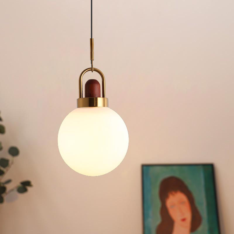 1 lichte industriële stijl hanglampverlichting met witte glazen schaduw voor woonkamer