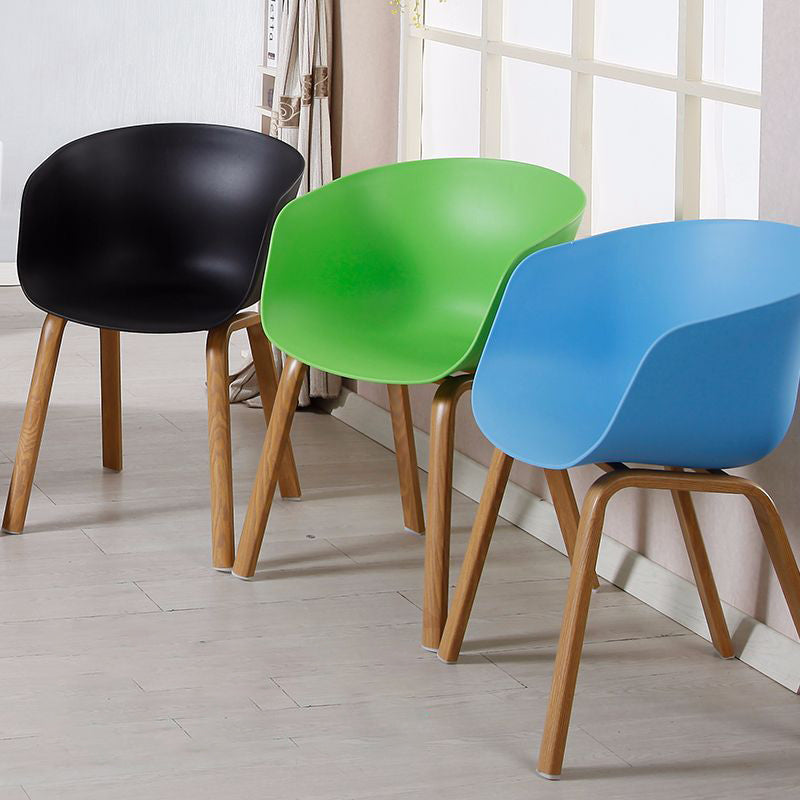 Modern Style Plastic Dining Armchair Open Back Dining Side Chair for Home