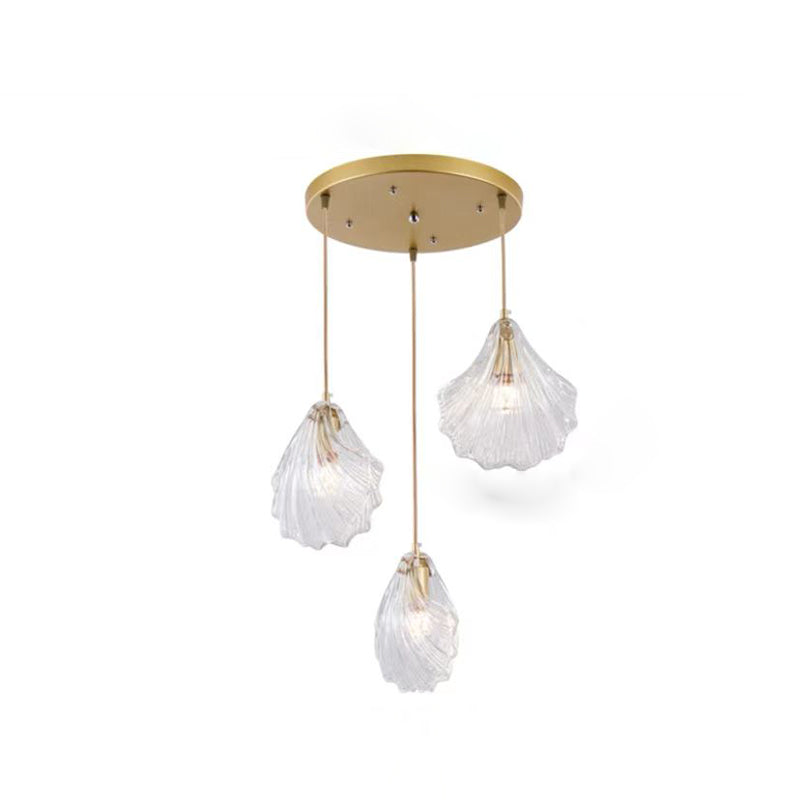 Luxury Clear Glass Cluster Pendant Light，Minimalist 3-Light Multi Pendant Ceiling Light Fixture