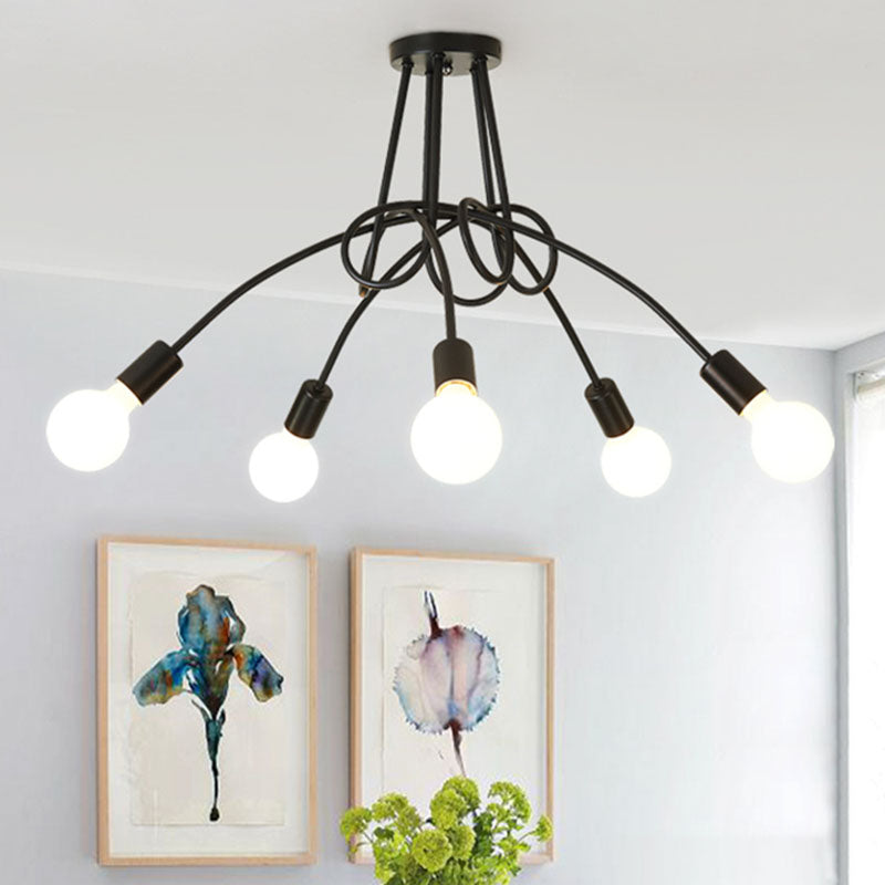 4 Color Optional Ceiling Light Industrial Semi Flush Mount Ceiling Fixture for Living Room