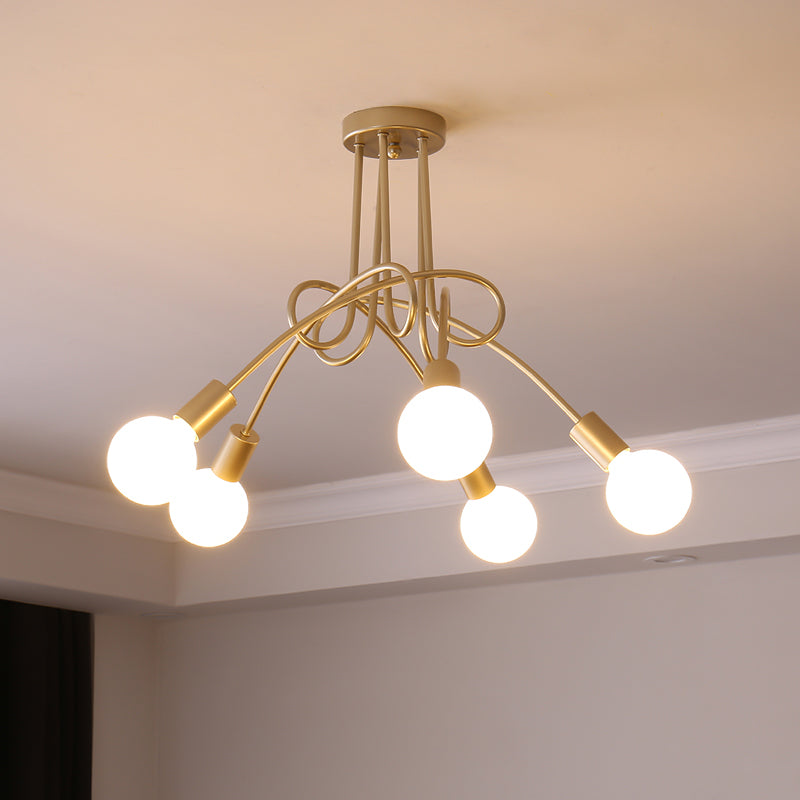 4 Color Optional Ceiling Light Industrial Semi Flush Mount Ceiling Fixture for Living Room