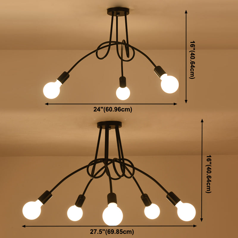 4 Color Optional Ceiling Light Industrial Semi Flush Mount Ceiling Fixture for Living Room