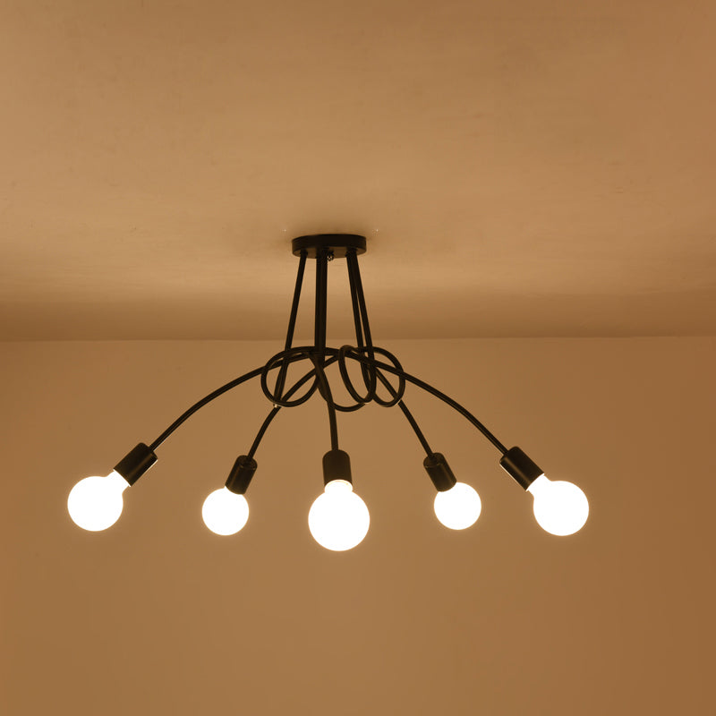 4 Color Optional Ceiling Light Industrial Semi Flush Mount Ceiling Fixture for Living Room