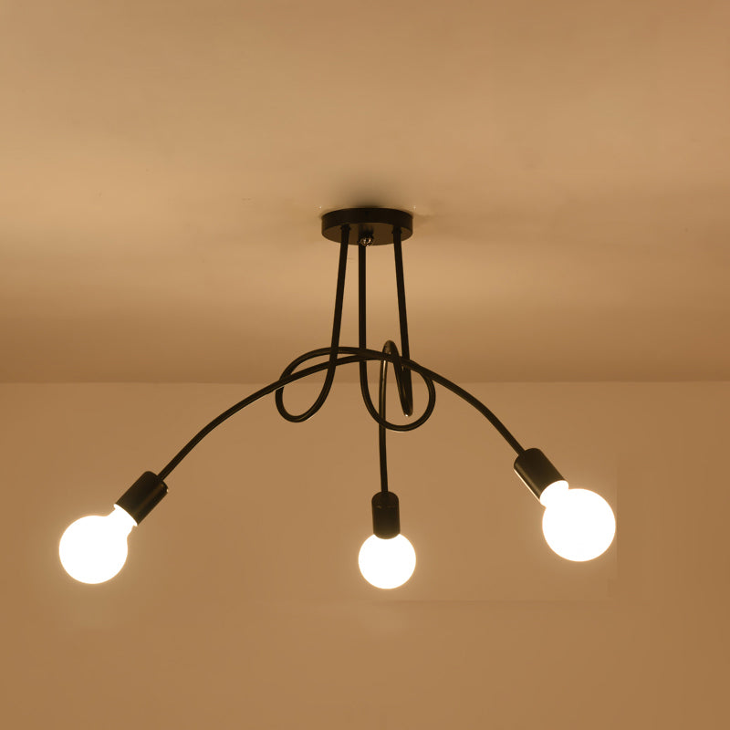 4 Color Optional Ceiling Light Industrial Semi Flush Mount Ceiling Fixture for Living Room