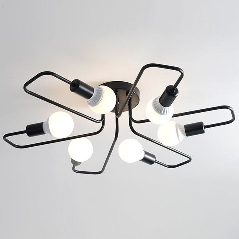 Metal Ceiling Light Industrial Black Semi Flush Mount Ceiling Fixture for Sitting Room