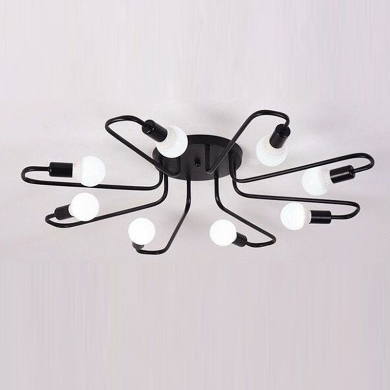 Metal Ceiling Light Industrial Black Semi Flush Mount Ceiling Fixture for Sitting Room