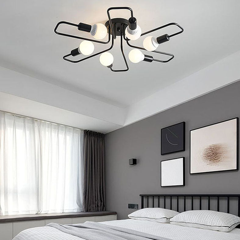 Metal Ceiling Light Industrial Black Semi Flush Mount Ceiling Fixture for Sitting Room