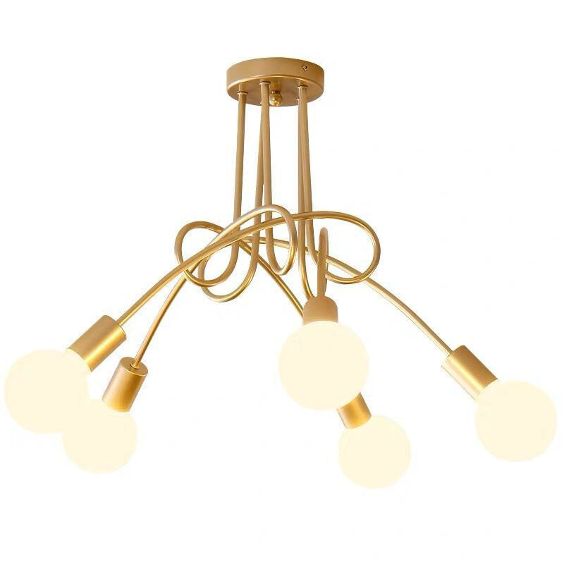 Industriële stijl smeedijzeren semi-spoeling mount licht multi-head plafondlicht voor woonkamer