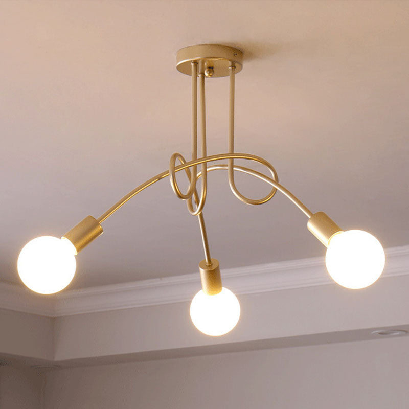 Industriële stijl smeedijzeren semi-spoeling mount licht multi-head plafondlicht voor woonkamer