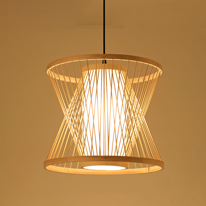 Chinese Handmade Pendant Lighting Fixtures Rattan Hanging Light with Hanging Cord for Restaurant