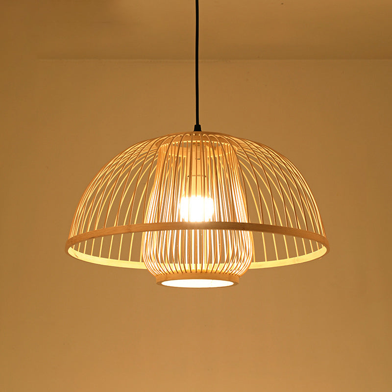 Chinese Handmade Pendant Lighting Fixtures Rattan Hanging Light with Hanging Cord for Restaurant