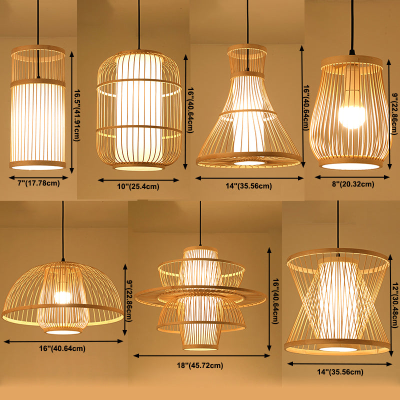 Chinese Handmade Pendant Lighting Fixtures Rattan Hanging Light with Hanging Cord for Restaurant