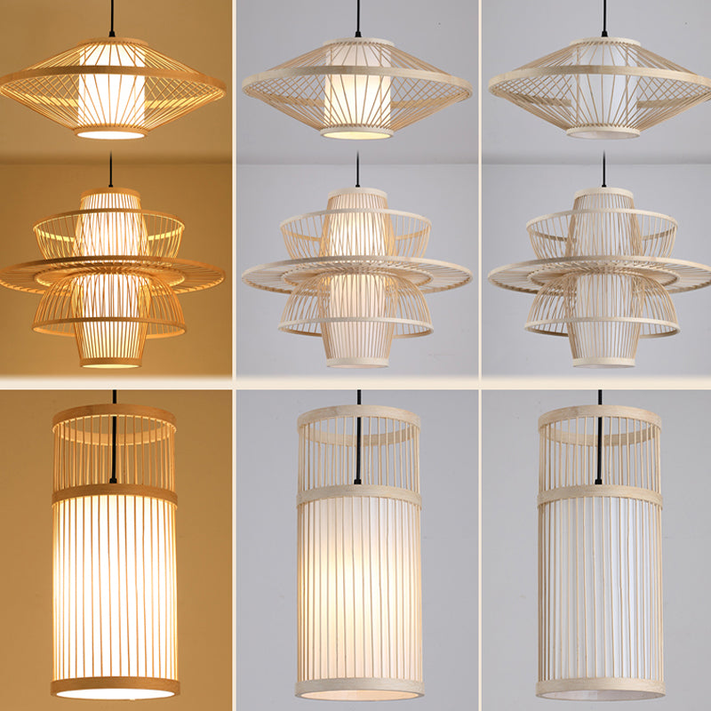 Chinese Handmade Pendant Lighting Fixtures Rattan Hanging Light with Hanging Cord for Restaurant