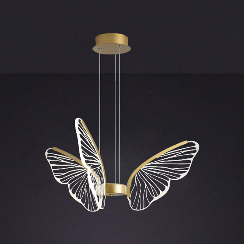 Lámpara de techo acrílico de mariposa estilo moderno de iluminación colgante de luces múltiples