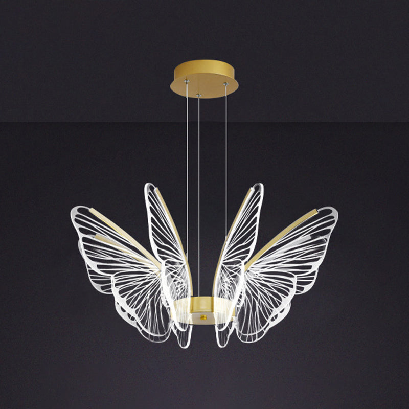 Lámpara de techo acrílico de mariposa estilo moderno de iluminación colgante de luces múltiples