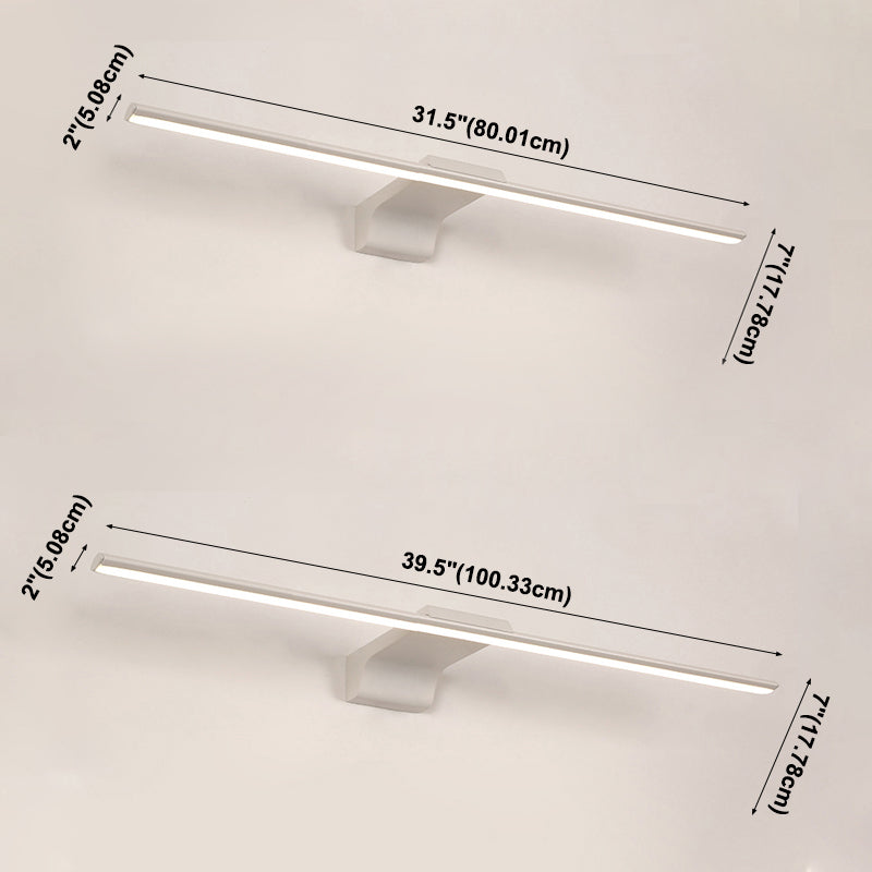 1-Light Linear Shade Wall Sconce Modern Simple Style Mirror Wall Lighting in White