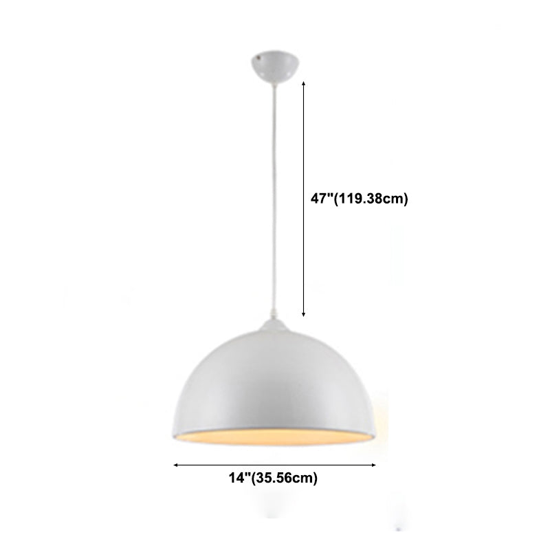 1-Light Dome Shade Pendant Lamp, Contemporary Metal Hanging Light for Restaurant