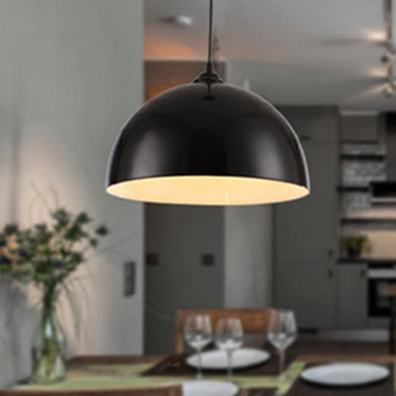 1-Light Dome Shade Pendant Lamp, Contemporary Metal Hanging Light for Restaurant