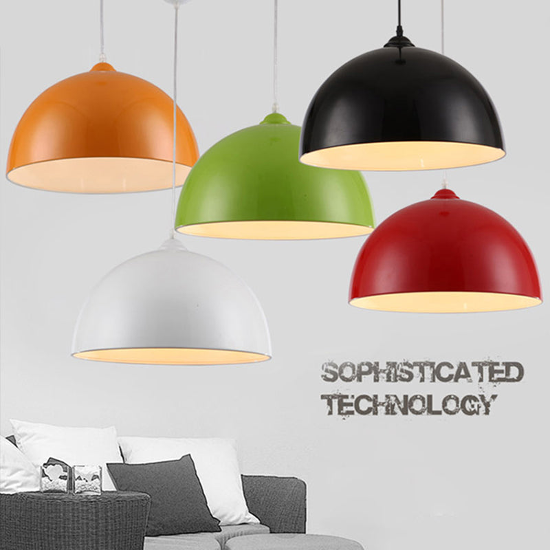 1-Light Dome Shade Pendant Lamp, Contemporary Metal Hanging Light for Restaurant