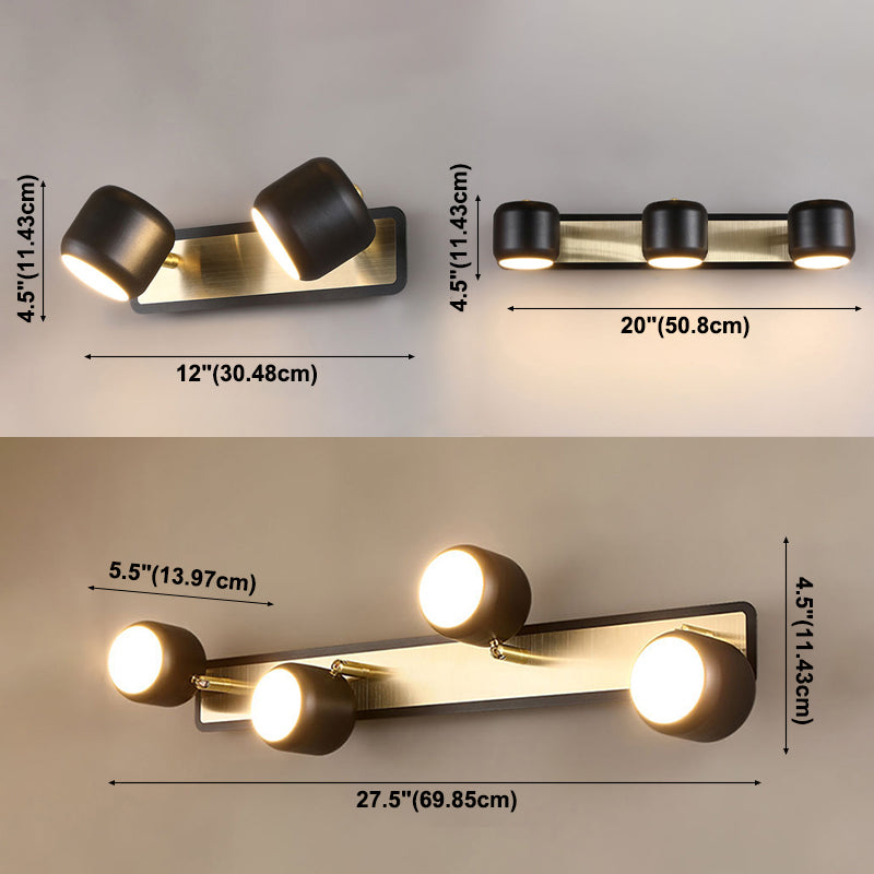 Aluminum Multi Lights Vanity Wall Light Fixtures Modern Style Cylinder Wall Lamps