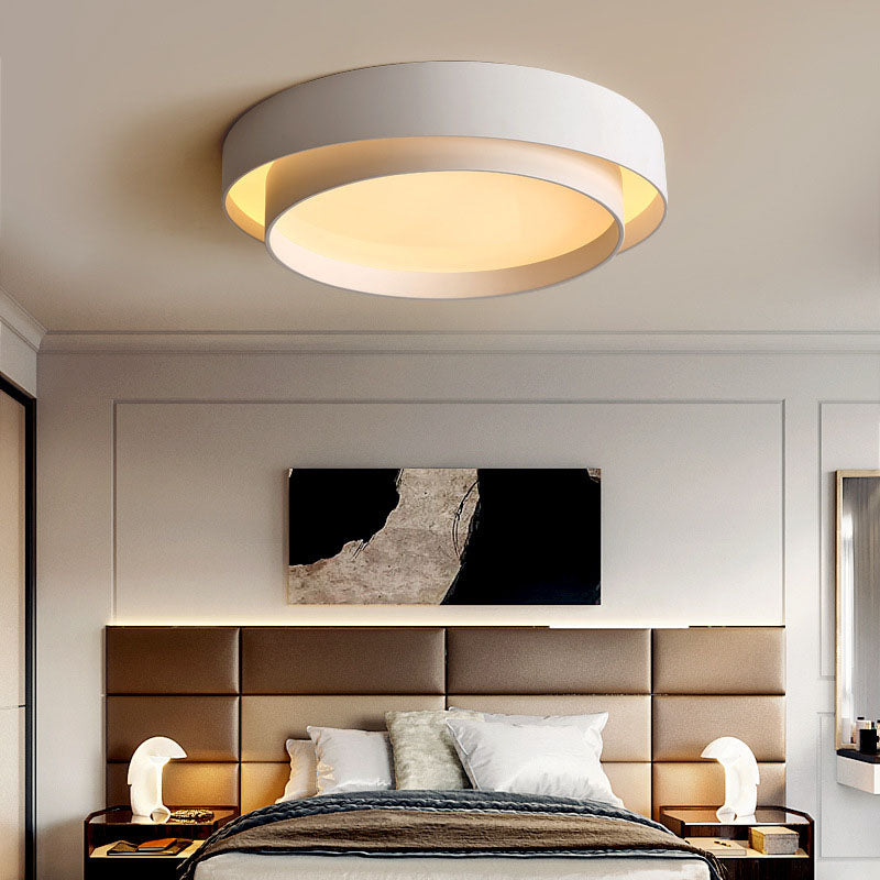 Modern Minimalist LED Ceiling Light Wrought Iron Circular Flush Mount with Acrylic Shade