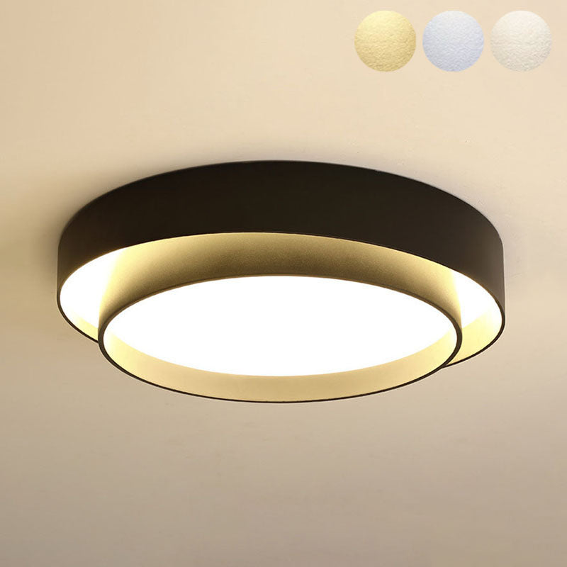 Modern Minimalist LED Ceiling Light Wrought Iron Circular Flush Mount with Acrylic Shade