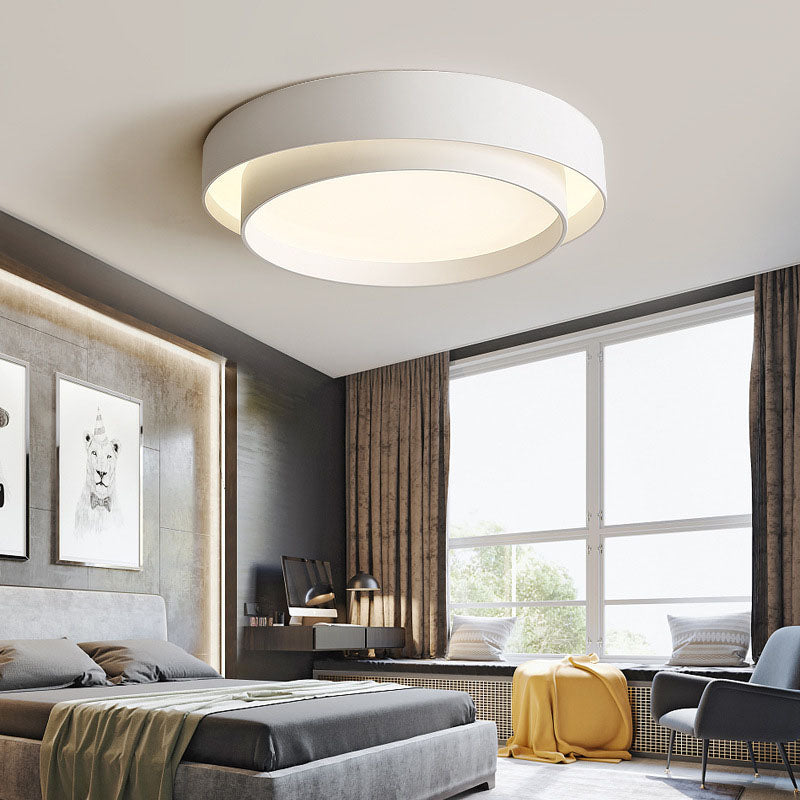 Modern Minimalist LED Ceiling Light Wrought Iron Circular Flush Mount with Acrylic Shade