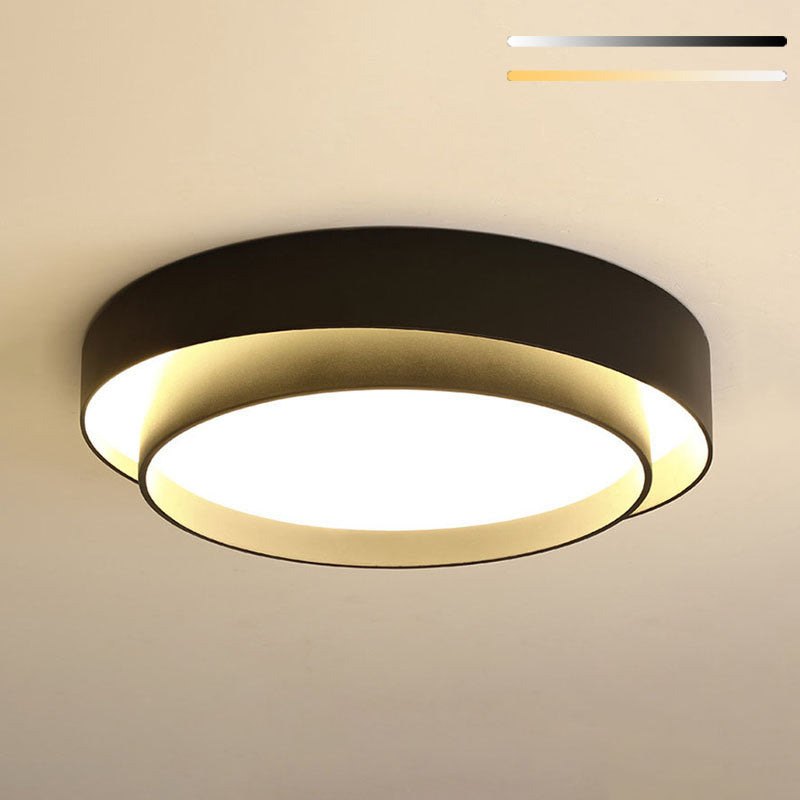 Modern Minimalist LED Ceiling Light Wrought Iron Circular Flush Mount with Acrylic Shade