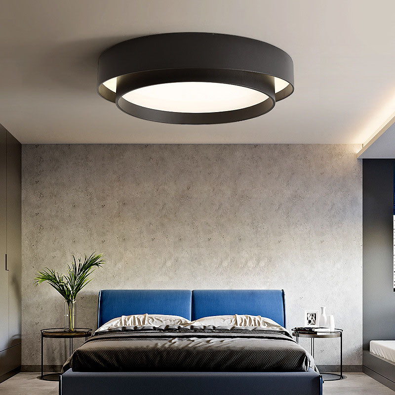 Modern Minimalist LED Ceiling Light Wrought Iron Circular Flush Mount with Acrylic Shade