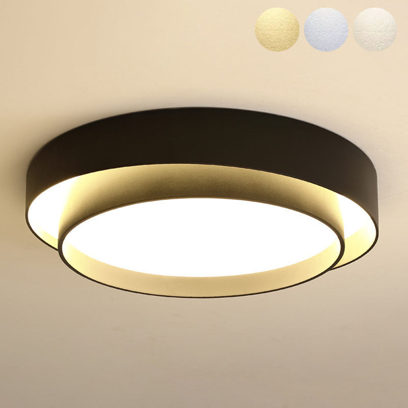 Modern Minimalist LED Ceiling Light Wrought Iron Circular Flush Mount with Acrylic Shade