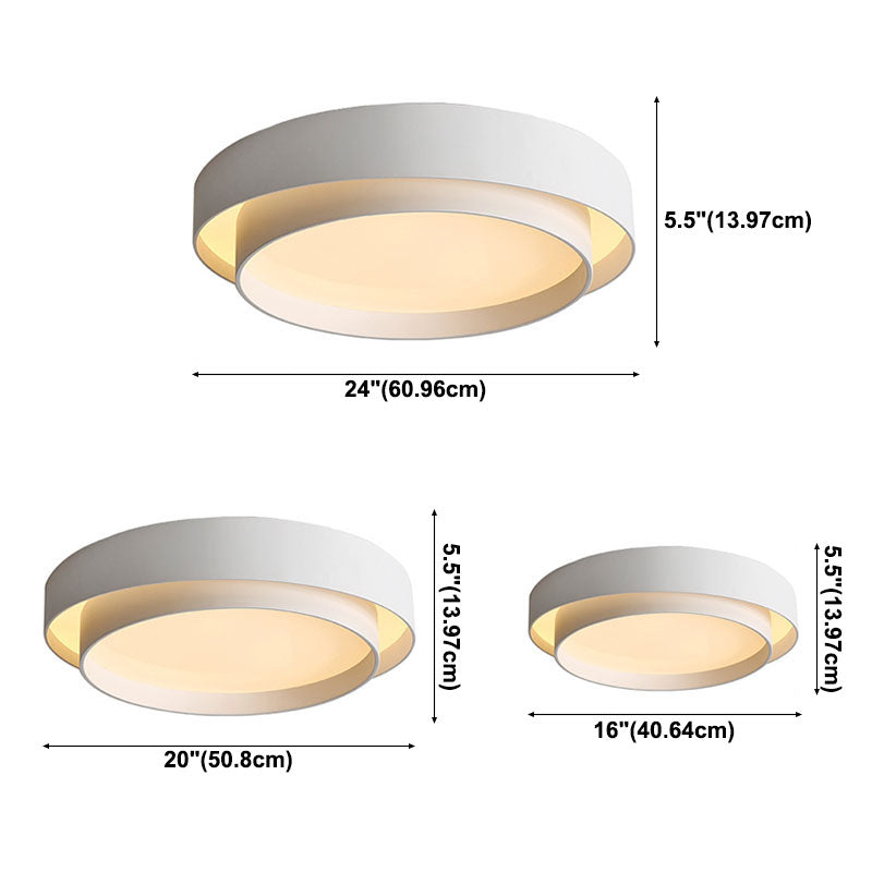 Modern Minimalist LED Ceiling Light Wrought Iron Circular Flush Mount with Acrylic Shade