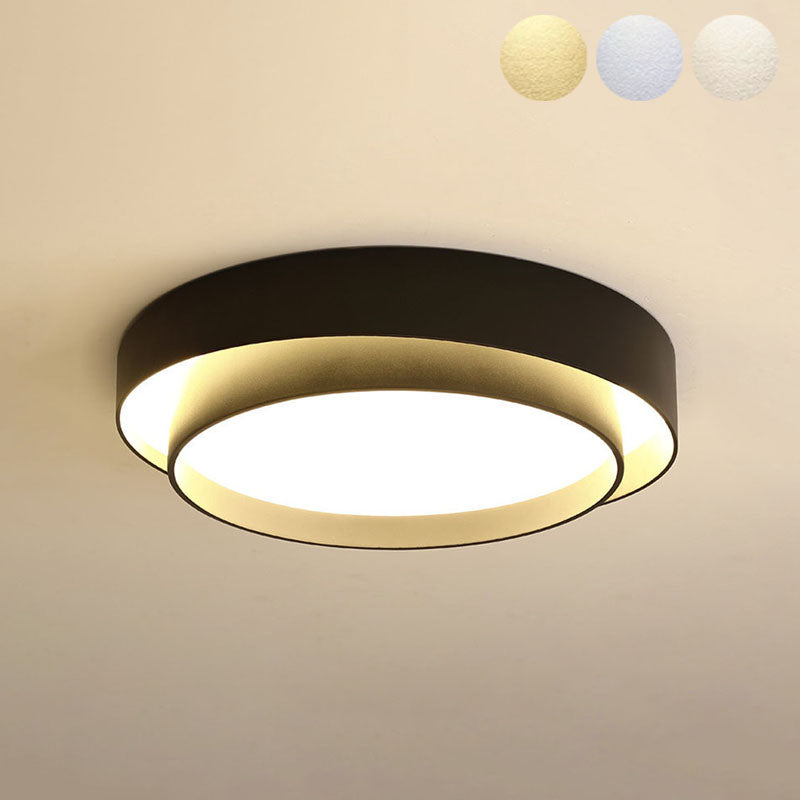 Modern Minimalist LED Ceiling Light Wrought Iron Circular Flush Mount with Acrylic Shade