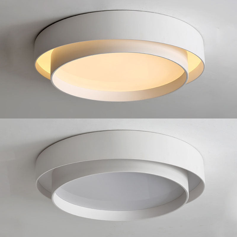 Modern Minimalist LED Ceiling Light Wrought Iron Circular Flush Mount with Acrylic Shade