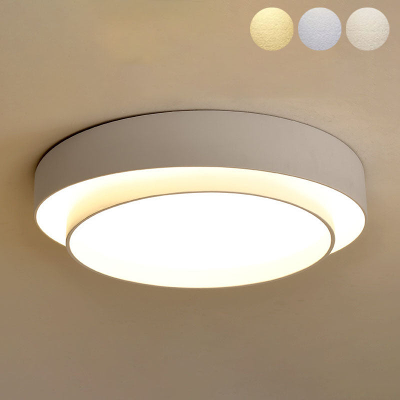 Modern Minimalist LED Ceiling Light Wrought Iron Circular Flush Mount with Acrylic Shade