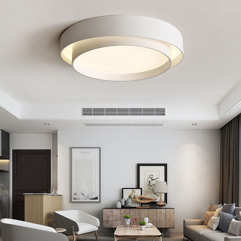 Modern Minimalist LED Ceiling Light Wrought Iron Circular Flush Mount with Acrylic Shade