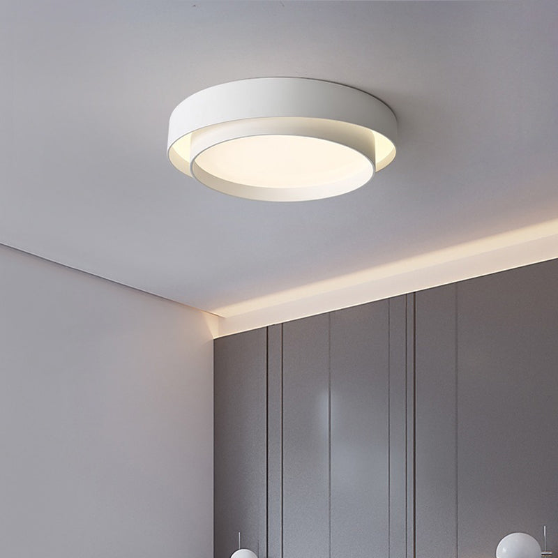 Modern Minimalist LED Ceiling Light Wrought Iron Circular Flush Mount with Acrylic Shade