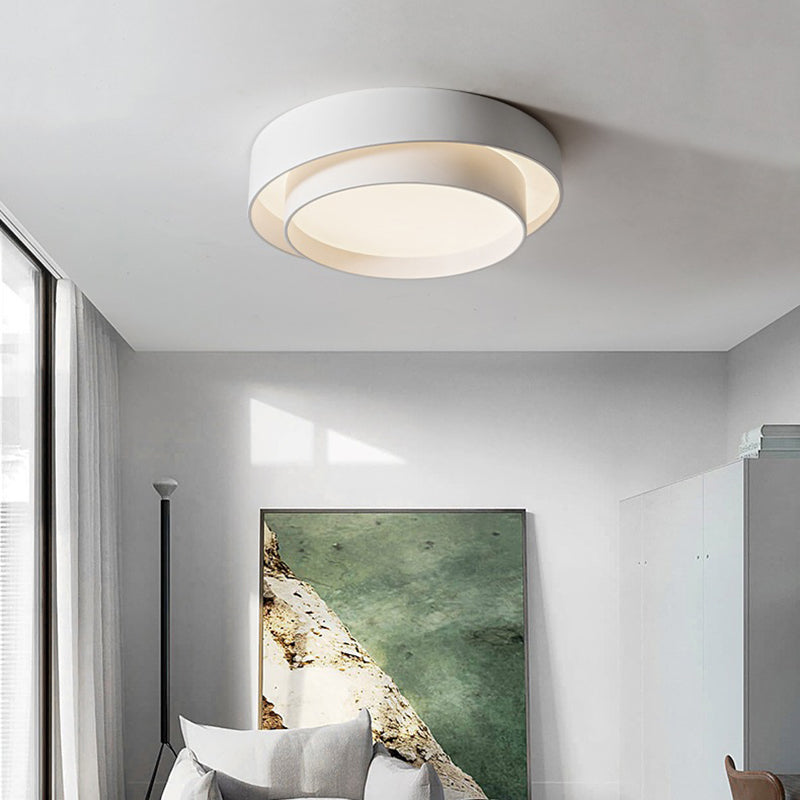 Modern Minimalist LED Ceiling Light Wrought Iron Circular Flush Mount with Acrylic Shade