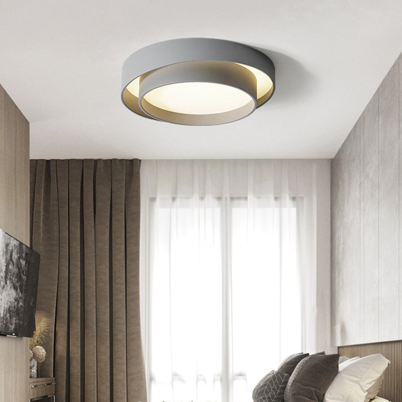 Modern Minimalist LED Ceiling Light Wrought Iron Circular Flush Mount with Acrylic Shade